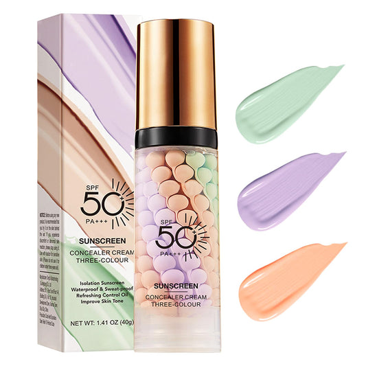 3 In 1Primer for Face Before Makeup,Sunscreen Isolation Cream, SPF 50, One Step Color Corrector Face Primer, Blurs Imperfections Oil Control & Moisturizing Skin Tone Correcting,Radiance Skin