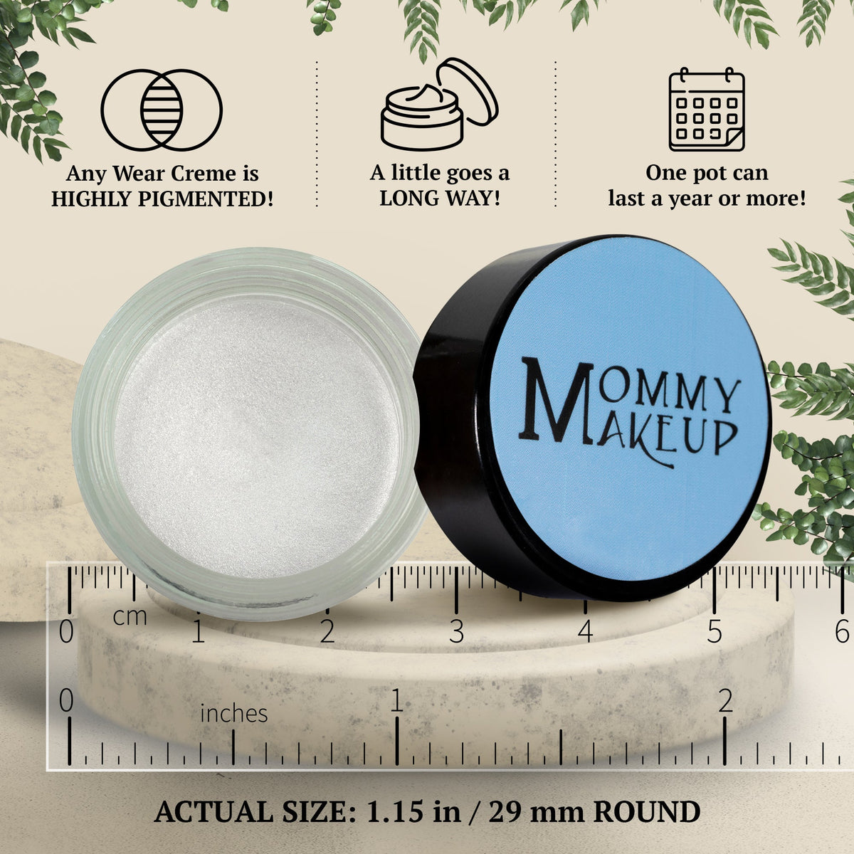 Snowflake Any Wear Creme - A Waterproof Multi-tasking creme to powder product for eyes, cheeks & lips. Can be worn anywhere